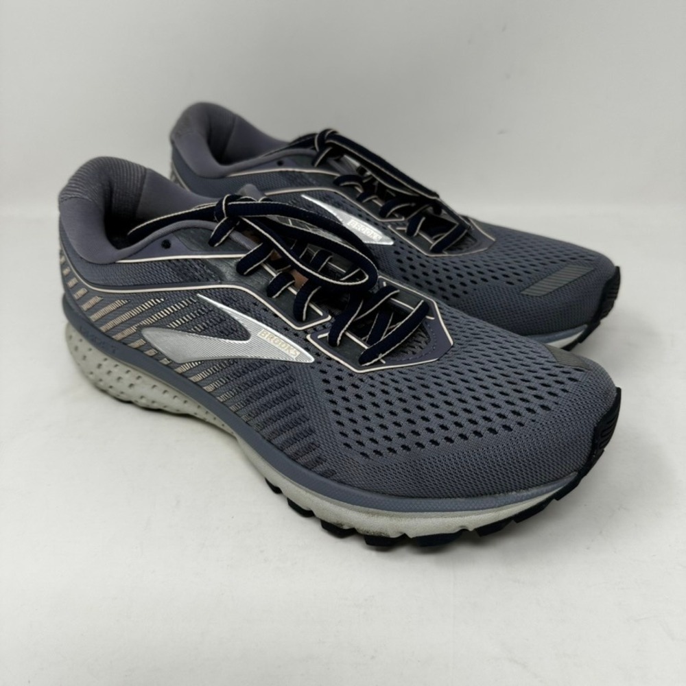 Brooks Ghost 12 Women's 8 Wide Grey Blue Running Shoes Sneakers 1202991B091